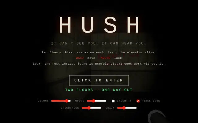HUSH title screen